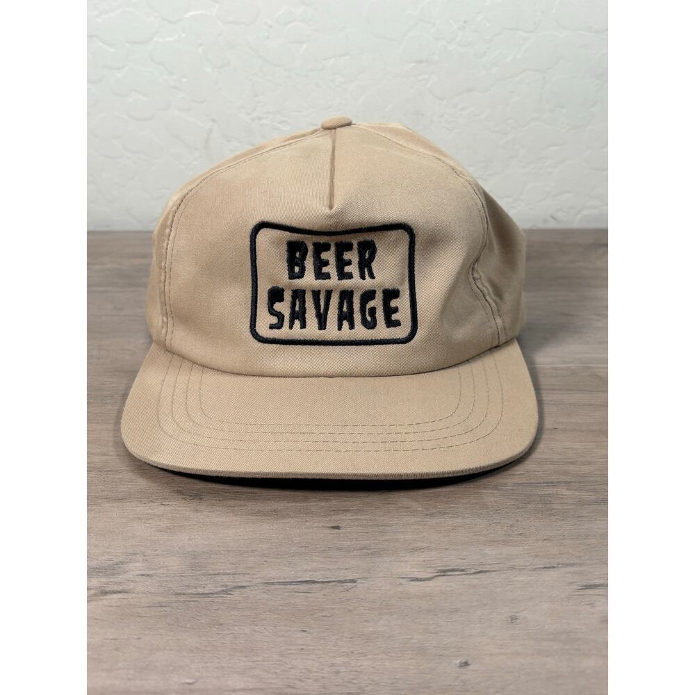 Beer Savage The Classics Men's Tan Snapback Hat- OSFM- EUC‎